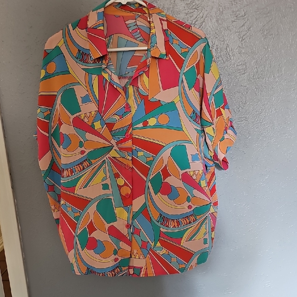 Colorful Geometric Button-Up Shirt